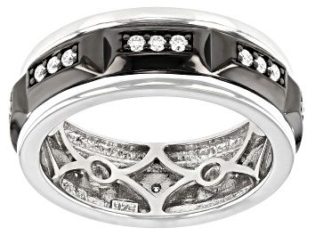 Picture of Moissanite platineve and black rhodium over silver  mens band ring .48ctw DEW.