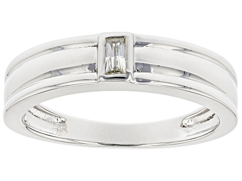 Moissanite platineve mens band ring .09ct DEW