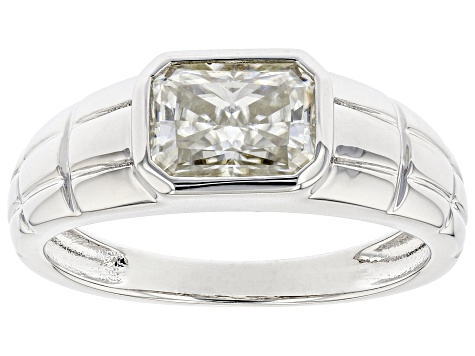 Moissanite platineve mens solitaire ring 1.80ct DEW.