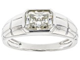 Moissanite platineve mens solitaire ring 1.80ct DEW.