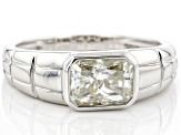 Moissanite platineve mens solitaire ring 1.80ct DEW.