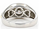 Moissanite platineve and 14k yellow gold over sterling silver mens ring 1.26ctw DEW.