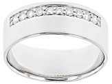 Moissanite platineve mens wide band ring .30ctw DEW.
