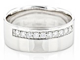 Moissanite platineve mens wide band ring .30ctw DEW.