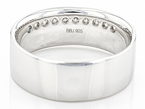 Moissanite platineve mens wide band ring .30ctw DEW.