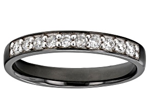 Moissanite black rhodium over sterling silver mens band ring .30ctw DEW.