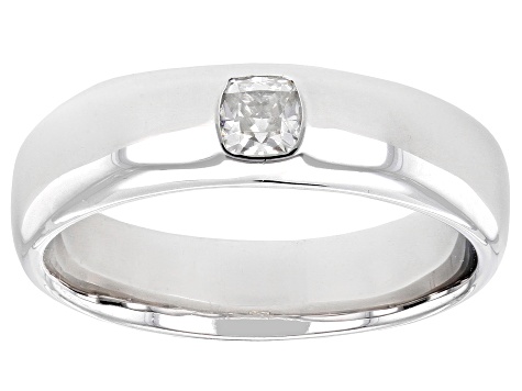 Moissanite platineve mens wide ring .33ct DEW.