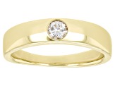 Moissanite 14k yellow gold over sterling silver mens band ring .23ct DEW.