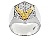 Moissanite platineve and 14k yellow gold over sterling silver mens eagle ring .55ctw DEW