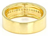 Moissanite platineve and 14k yellow gold over sterling silver mens cross band ring .21ctw DEW