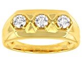 Moissanite 14k yellow gold over sterling silver mens ring .69ctw DEW.