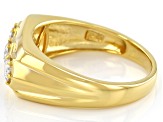 Moissanite 14k yellow gold over sterling silver mens ring .69ctw DEW.