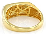 Moissanite 14k yellow gold over sterling silver mens ring .69ctw DEW.
