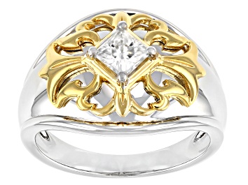 Picture of Moissanite platineve and 14k yellow gold over sterling silver mens ring .80ct DEW.