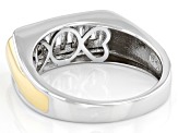 Moissanite platineve and 14k yellow gold over sterling silver mens ring .63ctw DEW.