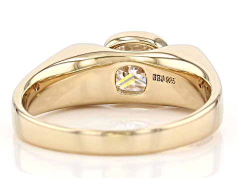 Moissanite 14k yellow gold over sterling silver mens ring.