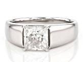 Moissanite Platineve Solitaire Mens Ring.