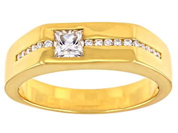 Picture of Moissanite 14k yellow gold over sterling silver mens ring .53ctw DEW