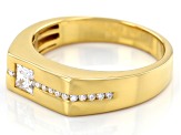 Moissanite 14k yellow gold over sterling silver mens ring .53ctw DEW
