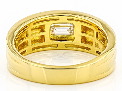 Moissanite 14k yellow gold over sterling silver mens ring .58ct DEW