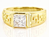 Moissanite 14k yellow gold over sterling silver mens ring 2.10ct DEW