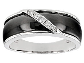 Moissanite platineve and black rhodium over sterling silver mens ring .13ctw DEW
