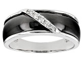 Moissanite platineve and black rhodium over sterling silver mens ring .13ctw DEW