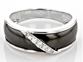 Moissanite platineve and black rhodium over sterling silver mens ring .13ctw DEW