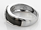 Moissanite platineve and black rhodium over sterling silver mens ring .13ctw DEW