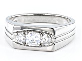 Moissanite platineve mens 3 stone ring .81ctw DEW.