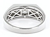 Moissanite platineve mens 3 stone ring .81ctw DEW.