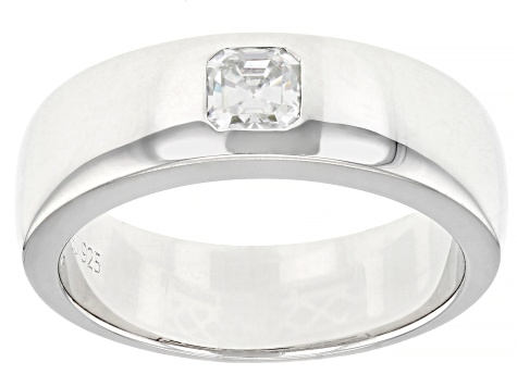 Moissanite platineve mens solitaire ring .49ct DEW.