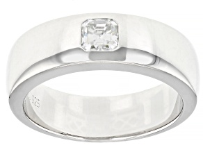 Moissanite platineve mens solitaire ring .49ct DEW.