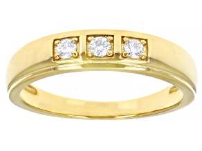 Moissanite 14k Yellow Gold Over Sterling Silver Mens  Ring .18ctw DEW.