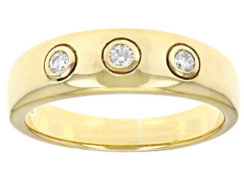 Moissanite 14k Yellow Gold Over Sterling Silver Mens Ring .18ctw DEW.