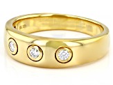 Moissanite 14k Yellow Gold Over Sterling Silver Mens Ring .18ctw DEW.