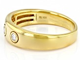 Moissanite 14k Yellow Gold Over Sterling Silver Mens Ring .18ctw DEW.