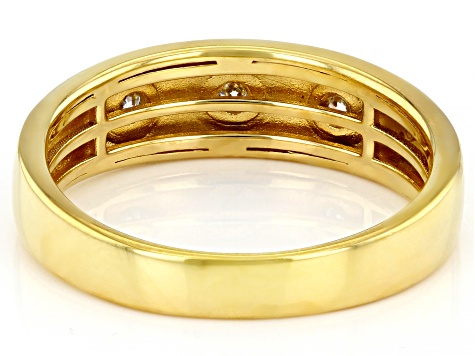 Moissanite 14k Yellow Gold Over Sterling Silver Mens Ring .18ctw DEW.