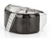 Moissanite platineve and black rhodium over sterling silver men's ring .18ctw DEW