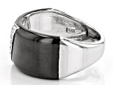 Moissanite platineve and black rhodium over sterling silver men's ring .18ctw DEW