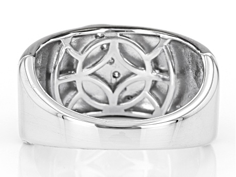 Moissanite platineve and black rhodium over sterling silver men's ring .18ctw DEW