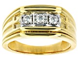 Moissanite 14k yellow gold over sterling silver mens ring .30ctw DEW