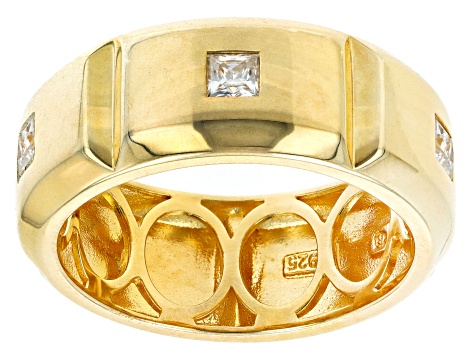 Moissanite 14k yellow gold over sterling silver mens ring .54ctw DEW