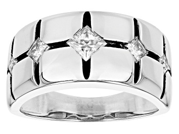 Picture of Moissanite platineve and black rhodium over sterling silver men's ring 1.00ctw DEW