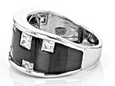 Moissanite platineve and black rhodium over sterling silver men's ring 1.72ctw DEW