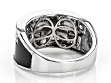 Moissanite platineve and black rhodium over sterling silver men's ring 1.72ctw DEW