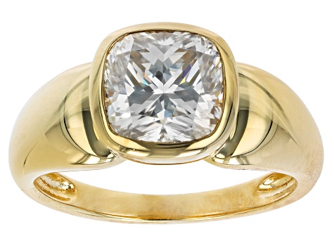 Moissanite 14k yellow gold over sterling silver mens ring 3.30ct DEW