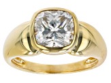 Moissanite 14k yellow gold over sterling silver mens ring 3.30ct DEW