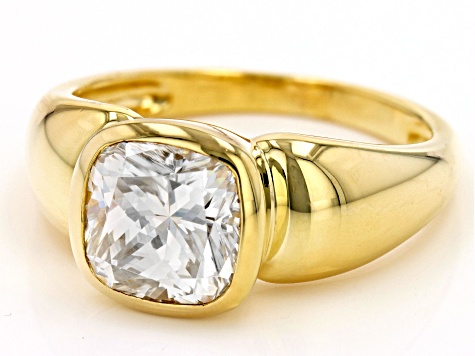 Moissanite 14k yellow gold over sterling silver mens ring 3.30ct DEW