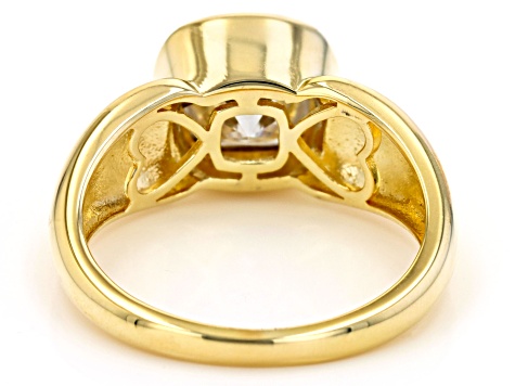 Moissanite 14k yellow gold over sterling silver mens ring 3.30ct DEW